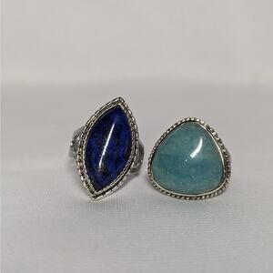 925 Silver Rings Size 9.5 LUC Lucas LaMeth Jewelry Blue Lapiz & Blue Larimar